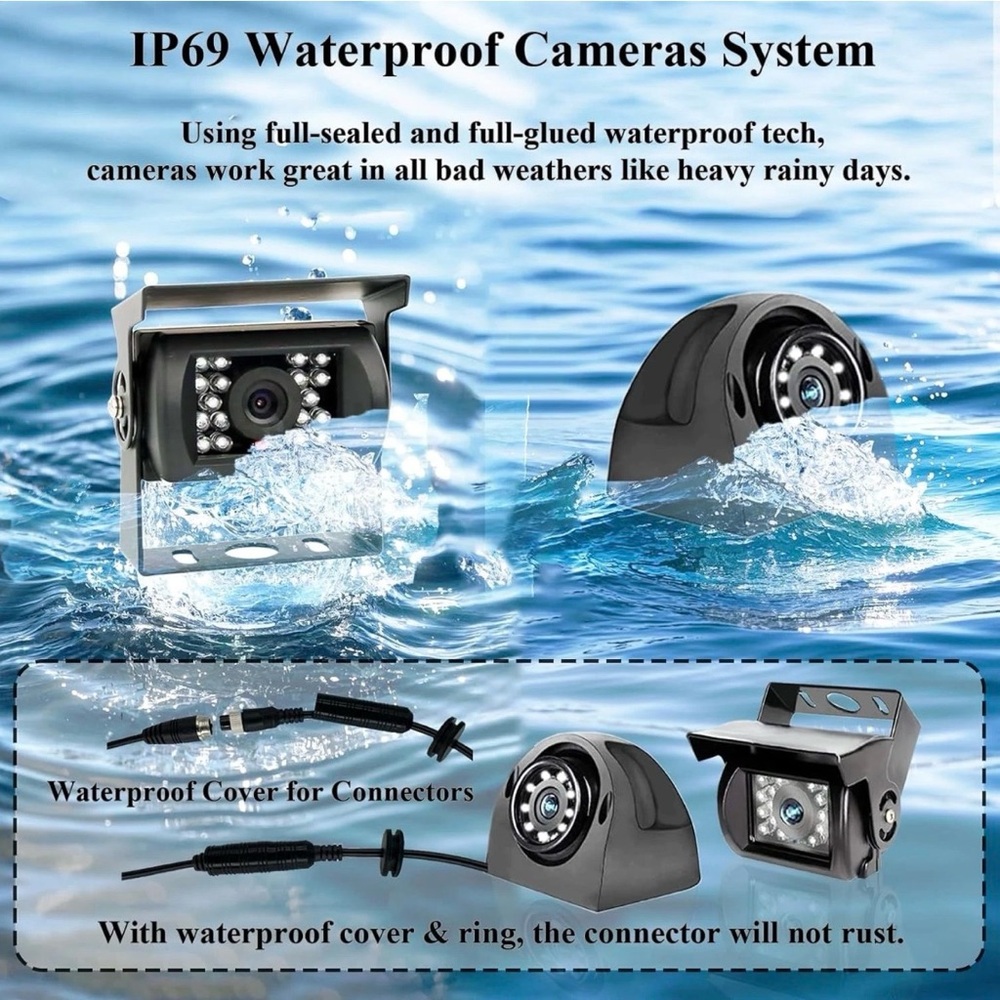 🔥 4K RV & Truck Backup Camera 10.36” Touch Monitor 4-Cam Split DVR Night Vision🔥